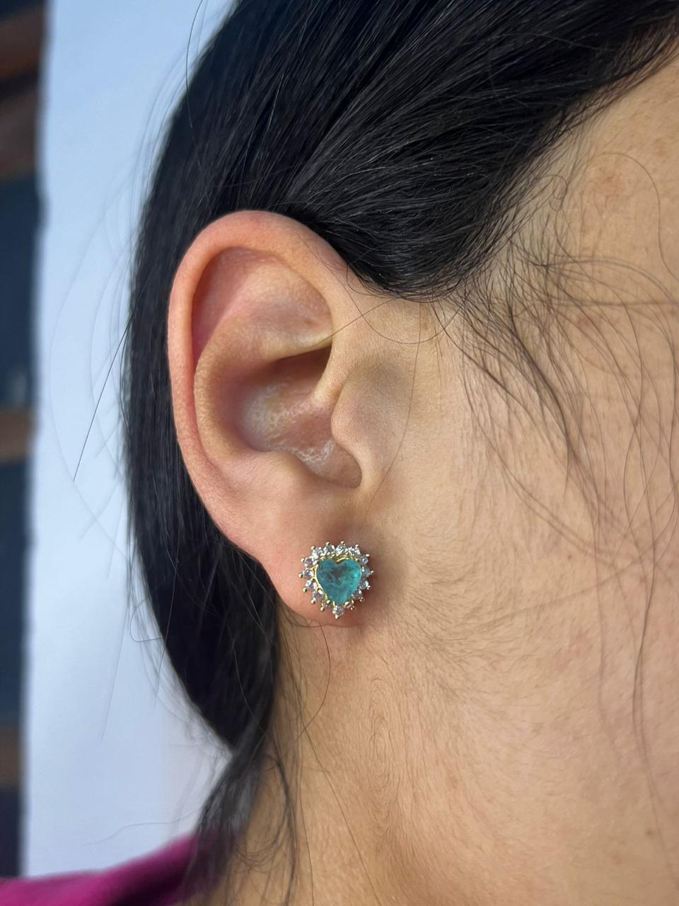 Brinco Folheado a Ouro 18K Zircônia Verde Rubi