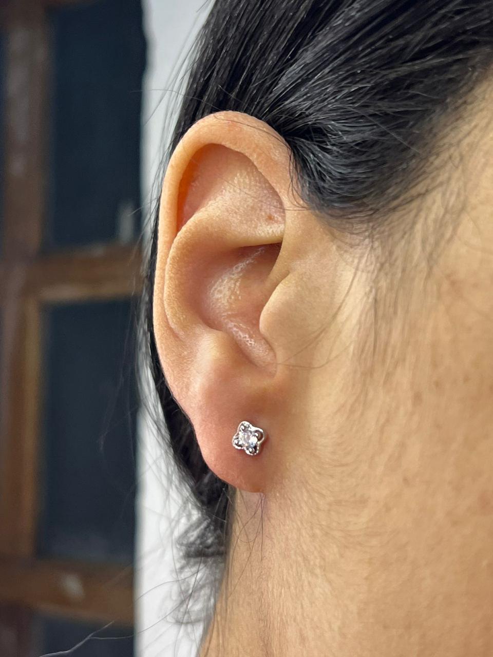 Brinco Prata Flor com Zircônia